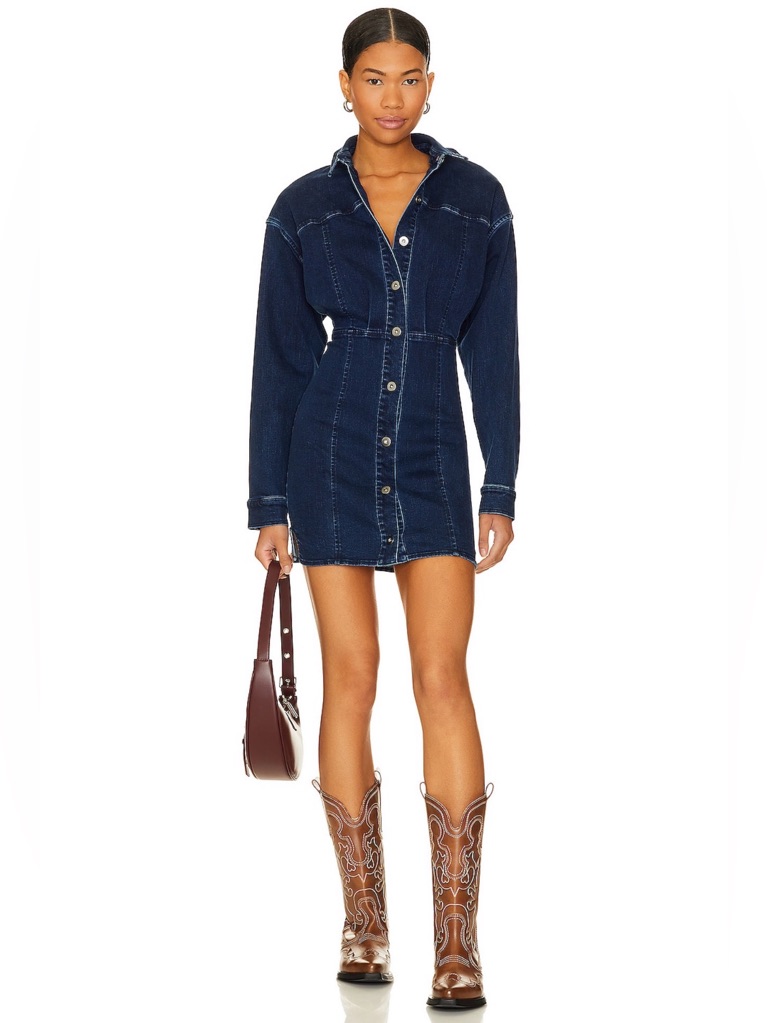 Free People Amber Denim Dress In Dark Indigo